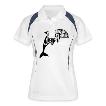 Delphine sind gerade Homosexuell Sharks - Frauen Polo atmungsaktiv - Weiß/Navy - Vorne