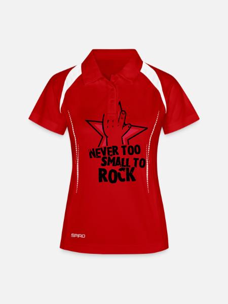 never too small to rock - geburt - baby -kleinkind - Polo respirant Femme - blanc/marine