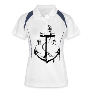 Ahoy Seemann! - Frauen Polo atmungsaktiv - Weiß/Navy - Vorne