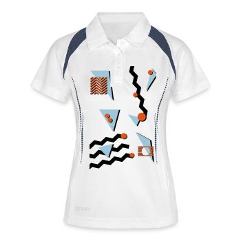 Retro Muster - Frauen Polo atmungsaktiv - Weiß/Navy - Vorne