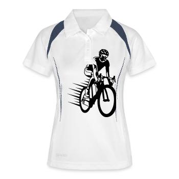 radsport - Frauen Polo atmungsaktiv - Weiß/Navy - Vorne