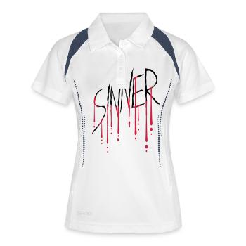 Sinner Wunde Kratzer - Frauen Polo atmungsaktiv - Weiß/Navy - Vorne