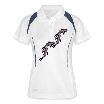 Beaucoup de poissons Koi Nishikigoi - Polo respirant Femme - blanc/marine - Devant