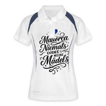 Mallorca Mädels Urlaub - Frauen Polo atmungsaktiv - Weiß/Navy - Vorne