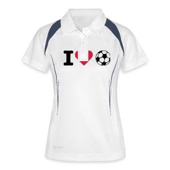 Fussball - Fußball - Frauen Polo atmungsaktiv - Weiß/Navy - Vorne