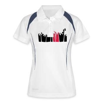 paumes vacances île extraterrestre noir homme long bras - Polo respirant Femme - blanc/marine - Devant