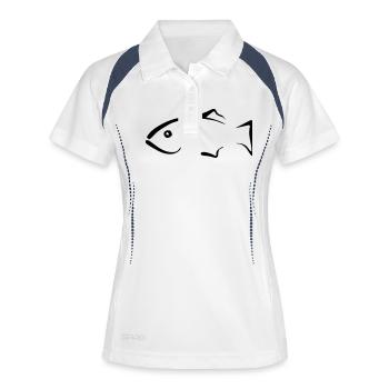 Fisch - Frauen Polo atmungsaktiv - Weiß/Navy - Vorne