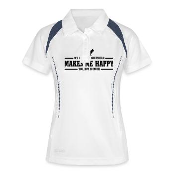 GERMAN SHEPHERD makes me happy - Frauen Polo atmungsaktiv - Weiß/Navy - Vorne