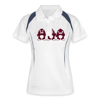 3 Crazy Penguin Friends Crew Team Fun Troop - Polo respirant Femme - blanc/marine - Devant