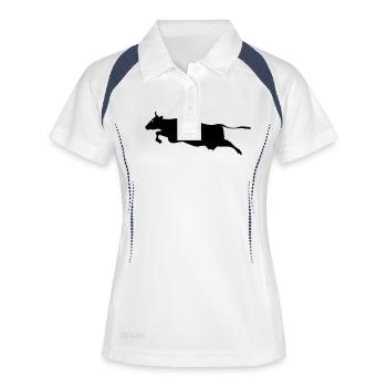 Huh FlyingKuh - Frauen Polo atmungsaktiv - Weiß/Navy - Vorne