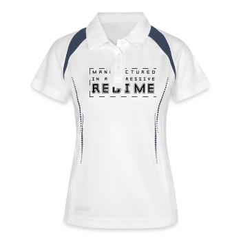 Fabriqué est un régime répressif - Polo respirant Femme - blanc/marine - Devant