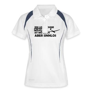 ein leben ohne fliegen - Frauen Polo atmungsaktiv - Weiß/Navy - Vorne