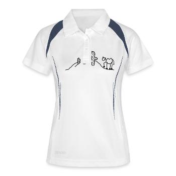 Kamel & Kaktus - Frauen Polo atmungsaktiv - Weiß/Navy - Vorne