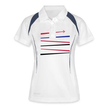 airplane - Frauen Polo atmungsaktiv - Weiß/Navy - Vorne