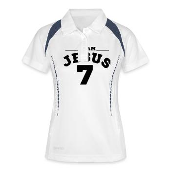 Team Jesus 7 - Frauen Polo atmungsaktiv - Weiß/Navy - Vorne