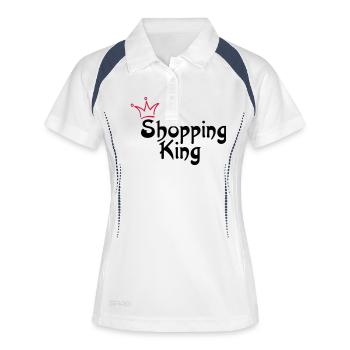 SHOPPING KING - Frauen Polo atmungsaktiv - Weiß/Navy - Vorne