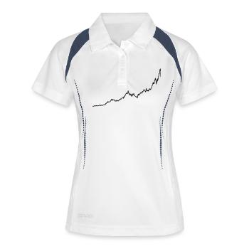 Share Trend - Aktien Kurs - Frauen Polo atmungsaktiv - Weiß/Navy - Vorne