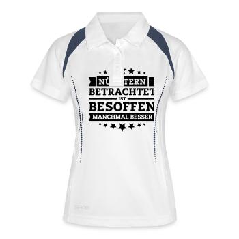 Nüchtern betrachtet... - Frauen Polo atmungsaktiv - Weiß/Navy - Vorne