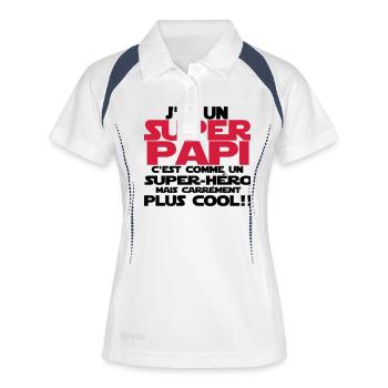 j'ai un super papi - Polo respirant Femme - blanc/marine - Devant