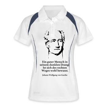 Goethe: Ein guter Mensch in seinem dunklen Drange - Frauen Polo atmungsaktiv - Weiß/Navy - Vorne