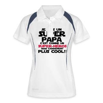 c'est comme un super-héros(super papa) - Polo respirant Femme - blanc/marine - Devant