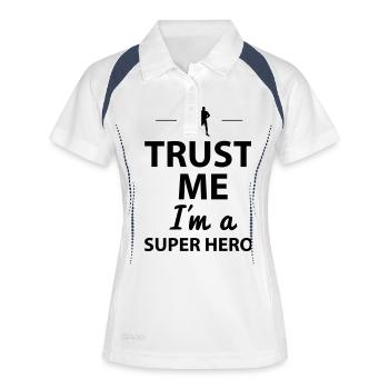 Trust me I'm a super Hero - Polo respirant Femme - blanc/marine - Devant