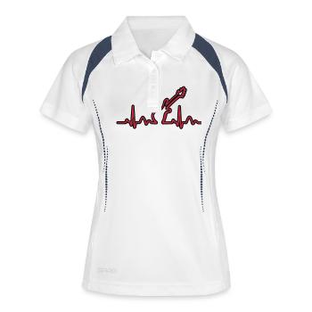 Les lignes de la fréquence cardiaque - Polo respirant Femme - blanc/marine - Devant