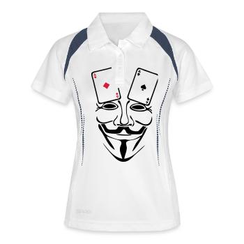 anonymous mask masque carte poker as1 - Polo respirant Femme - blanc/marine - Devant