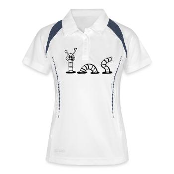 Regenwurm - Frauen Polo atmungsaktiv - Weiß/Navy - Vorne
