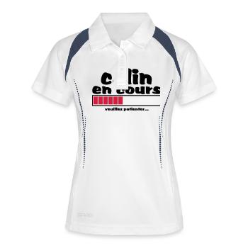 câlin en cours,amour,mariage,ev,formes,cœur - Polo respirant Femme - blanc/marine - Devant