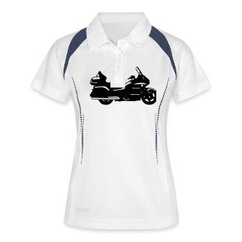 dessin moto Goldwing Gt - Polo respirant Femme - blanc/marine - Devant