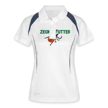 Zeckenfutter - Frauen Polo atmungsaktiv - Weiß/Navy - Vorne
