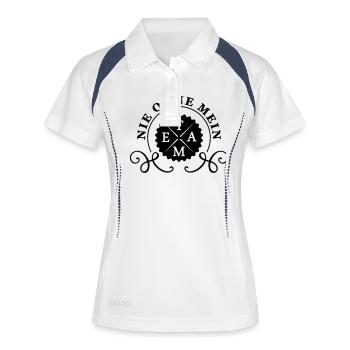 nie ohne mein team - Frauen Polo atmungsaktiv - Weiß/Navy - Vorne
