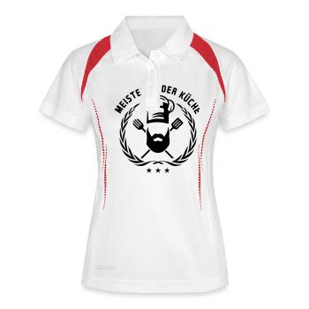 koch meister küche design - Frauen Polo atmungsaktiv - Weiß/Navy - Vorne