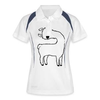 Lustiges Sonnenbrille Lama - Frauen Polo atmungsaktiv - Weiß/Navy - Vorne