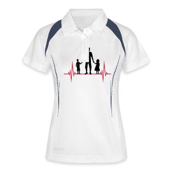 Fréquence 2 Enfants Papa - Polo respirant Femme - blanc/marine - Devant