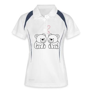 teddybär love - Frauen Polo atmungsaktiv - Weiß/Navy - Vorne