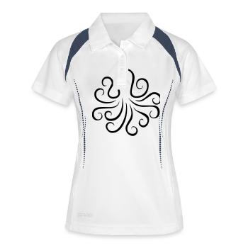 krake 01 - Frauen Polo atmungsaktiv - Weiß/Navy - Vorne