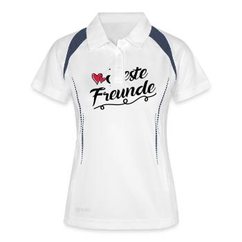 beste freunde - Frauen Polo atmungsaktiv - Weiß/Navy - Vorne