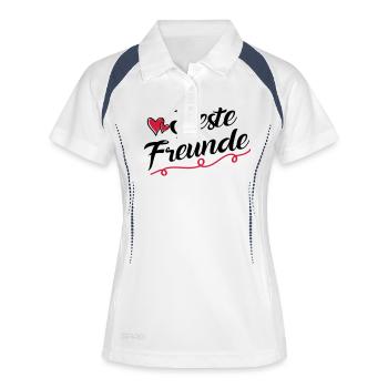 beste freunde - Frauen Polo atmungsaktiv - Weiß/Navy - Vorne