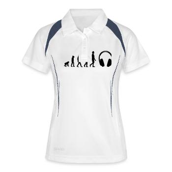 Casque Evolution, Musique, iPod, le son, rock, hip - Polo respirant Femme - blanc/marine - Devant