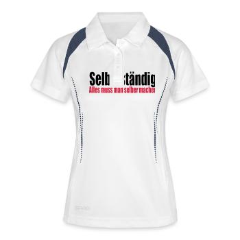 Selbstständig Arbeit Geschenk Geburtstag Chef - Frauen Polo atmungsaktiv - Weiß/Navy - Vorne