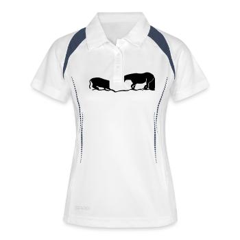 Cutting Horse - Frauen Polo atmungsaktiv - Weiß/Navy - Vorne