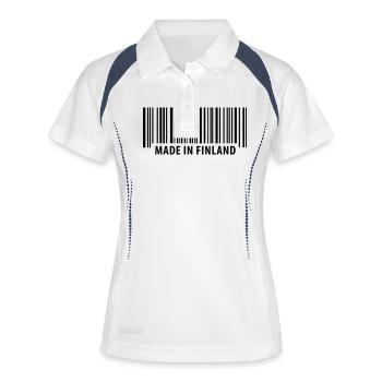 Made in Finland - Suomi - Frauen Polo atmungsaktiv - Weiß/Navy - Vorne