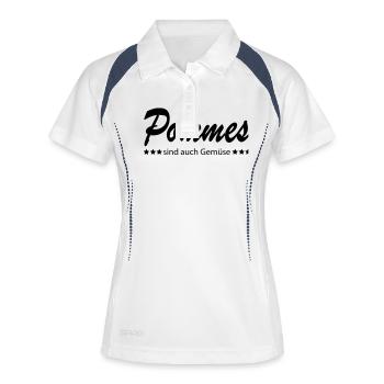 Pommes sind auch Gemüse - Frauen Polo atmungsaktiv - Weiß/Navy - Vorne