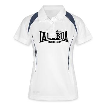 Bavarian Rudeboy Lausbua - Frauen Polo atmungsaktiv - Weiß/Navy - Vorne
