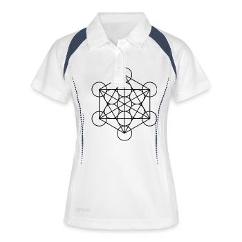 merkaba - Polo respirant Femme - blanc/marine - Devant