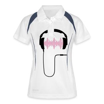 Casque DJ de son club de musique plateau Parti - Polo respirant Femme - blanc/marine - Devant