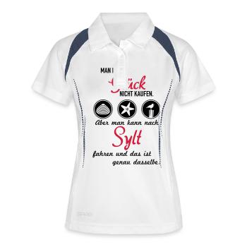 Glück Sylt - Frauen Polo atmungsaktiv - Weiß/Navy - Vorne