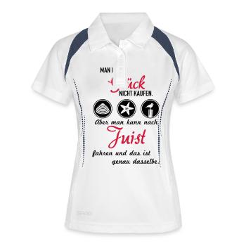 Glück Juist - Frauen Polo atmungsaktiv - Weiß/Navy - Vorne